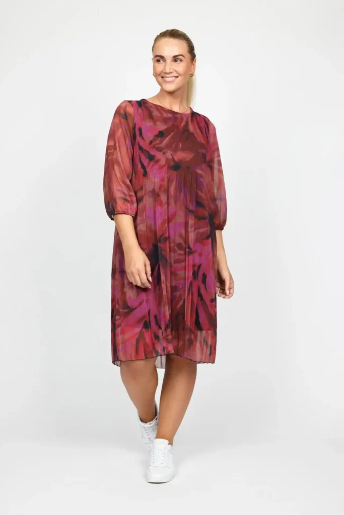 2Bizin punaoranssikuviollinen mekko